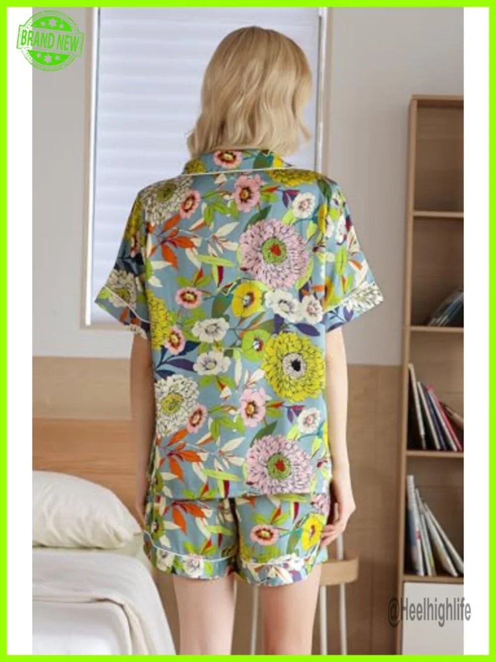 Silk Satin Pajama Set with Pockets Button Down Shorts Pjs Oversized Sleepwear